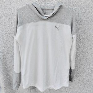 Puma Logo White & Gray Pullover Hoodie Sweatshirt